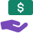 purple hand with dollar