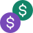 green and purple dollar